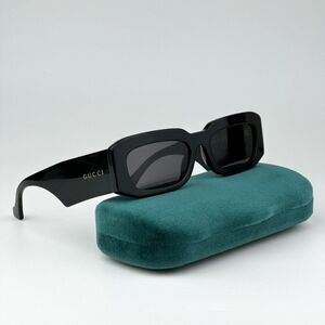 NEW Gucci GG1426S 001 Black Grey Unisex Rectangle Sunglasses GG 1426S